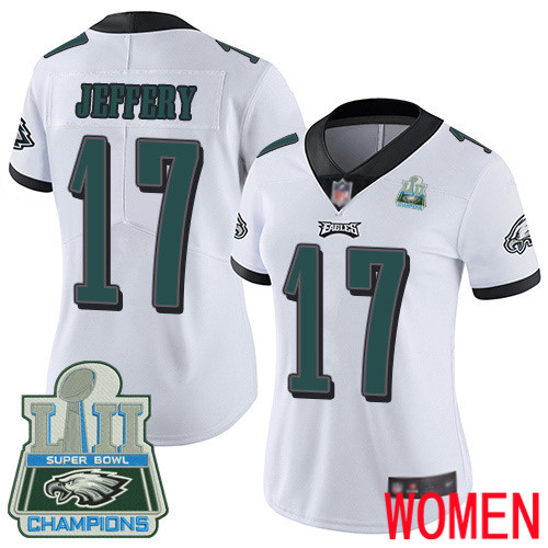 Women Philadelphia Eagles #17 Alshon Jeffery White Vapor Untouchable NFL Jersey Limited Player Super Bowl LII 100th->women nfl jersey->Women Jersey